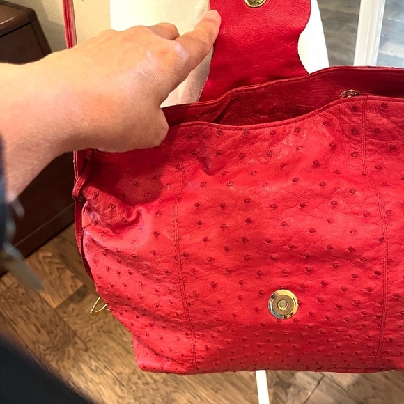 Bolingo By Susan Todd Red Designer Exotic Crocodile and Ostrich Hobo Handbag VTG - Picture 12 of 14